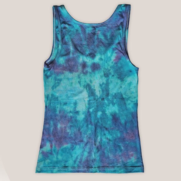 NWT Zerya Tie Dye Blue Teal Cotton Tank Top Women's Yoga Shirt Hand-Dyed - Picture 3 of 3